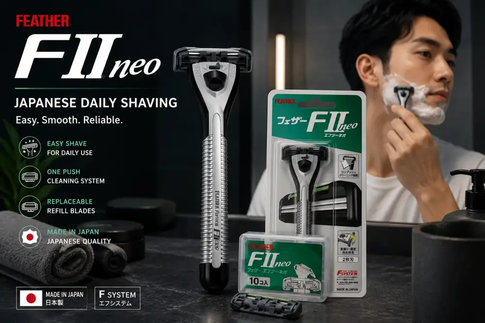 ماكينة Feather F2 Neo: حلاقة يومية يابانية سهلة للرجال
